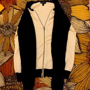 Black and white zip up cardigan